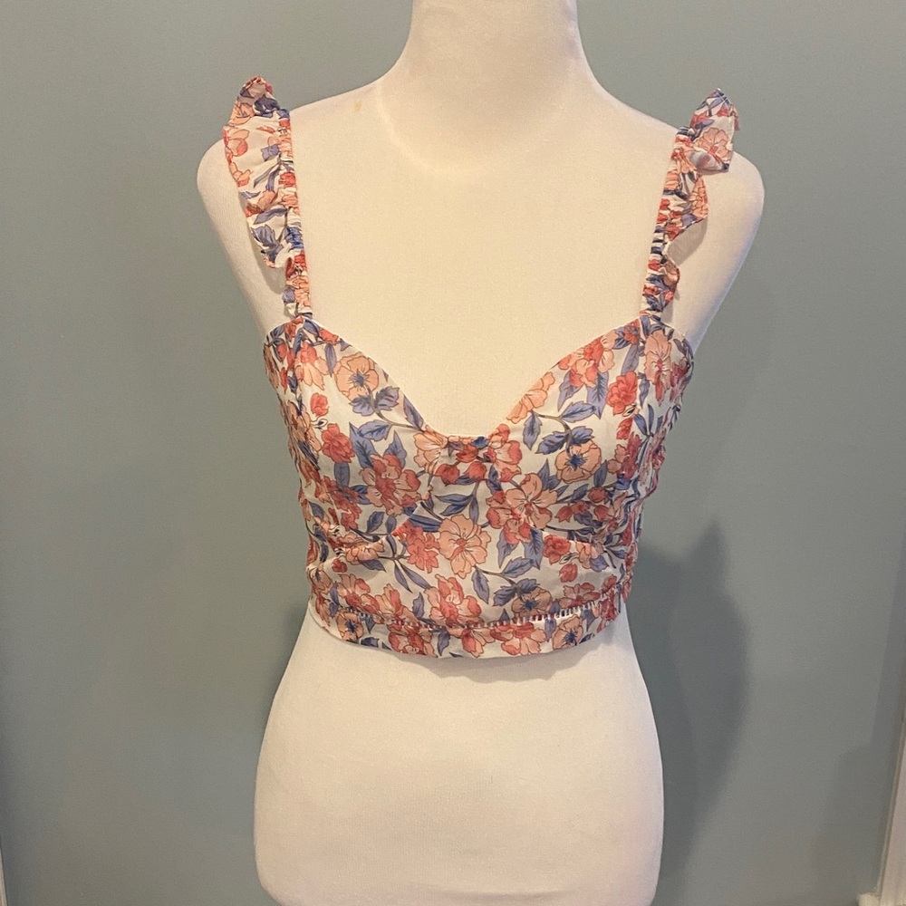 Floral Print Ruffle Crop Top